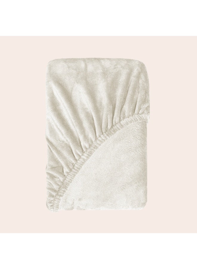 Morano Viva Luxury Velvet Fitted Sheet – Standard (120x200x25cm) – Ultra-Soft 100% Microfiber Bedding with All-Around Elastic & Easy-Fit Side Labels – Breathable & Wrinkle-Resistant (Ivory) - Image 3